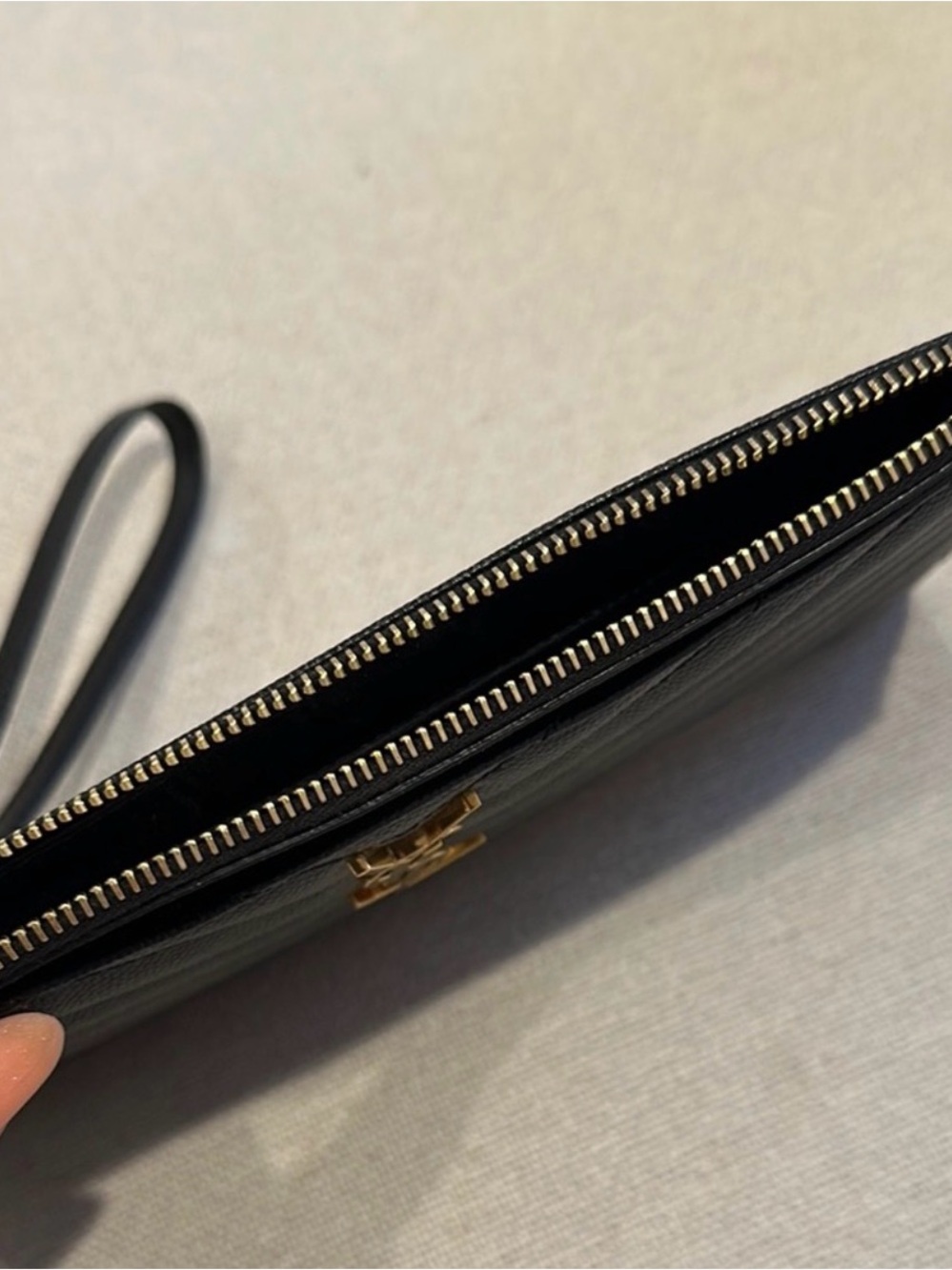 Saint Laurent Black Quilted Wristlet Clutch with Gold YSL Logo - Picture 7 of 9